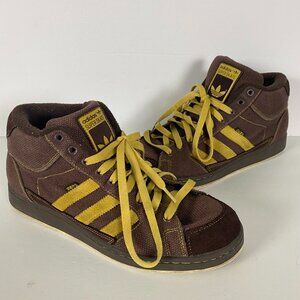 2005 Adidas Hemp Super Skate High Shoes Sneakers Mens 10 Brown Yellow